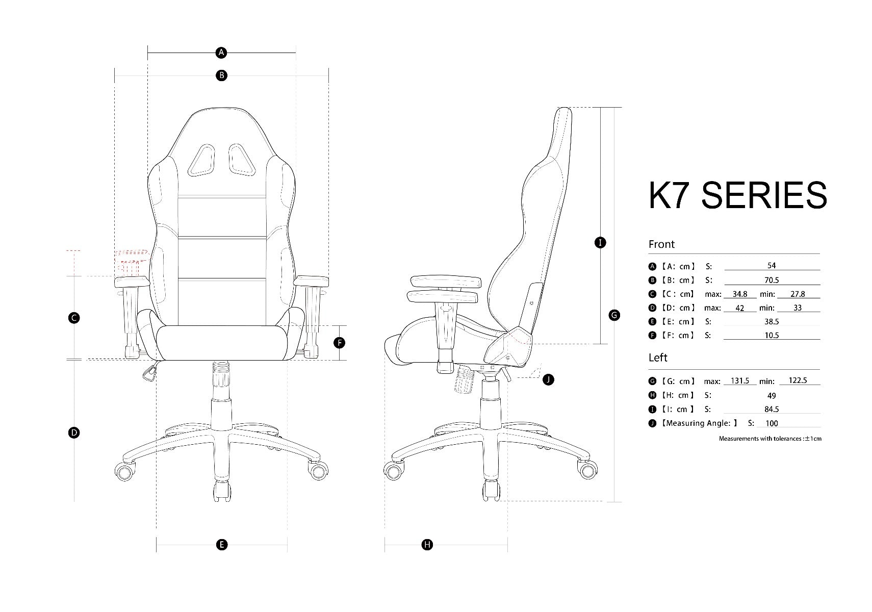 AKRACING K7012 Gaming Chair Black Green Dimensions